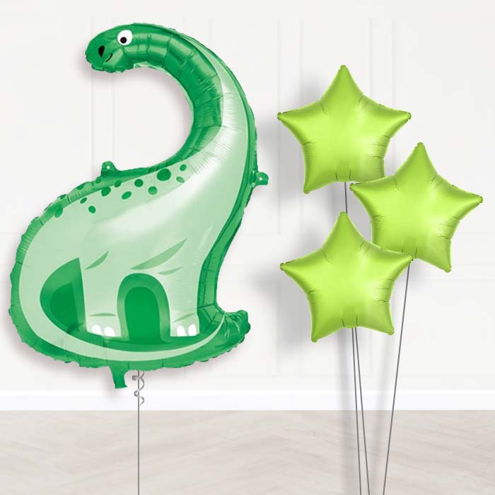 Green Brontosaurus Dinosaur Balloon Display - Plain Bouquet | Party Save Smile