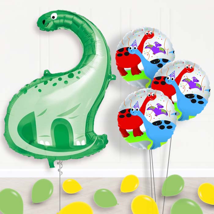 Green Brontosaurus Dinosaur Balloon Display - Themed Bouquet and Latex | Party Save Smile
