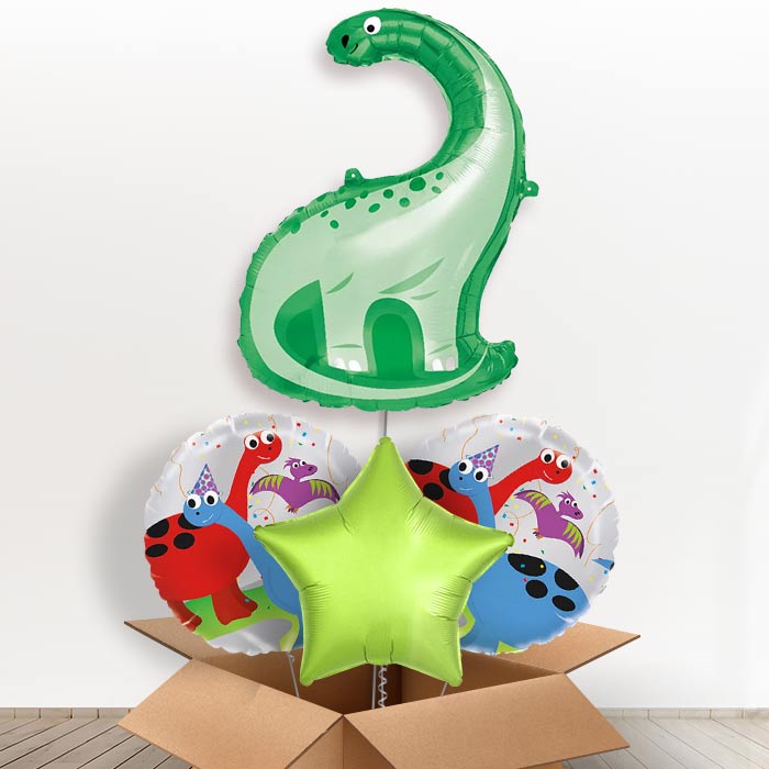 Brontosaurus Giant Dinosaur Helium Balloon in a Box Gift-1 x Giant Balloon and 2 Themed Balloons and 1 Plain Balloon 