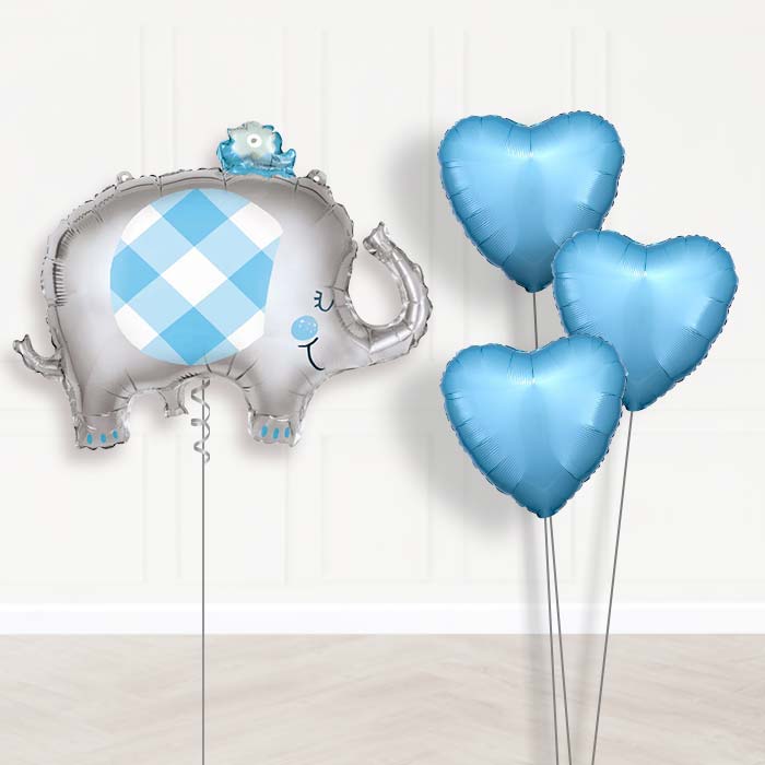 Blue Elephant Inflated Helium Balloons Delivered - Plain Bouquet | Party Save Smile