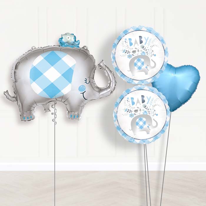 Blue Elephant Inflated Helium Balloons Delivered - Themed Bouquet and Latex | Party Save Smile