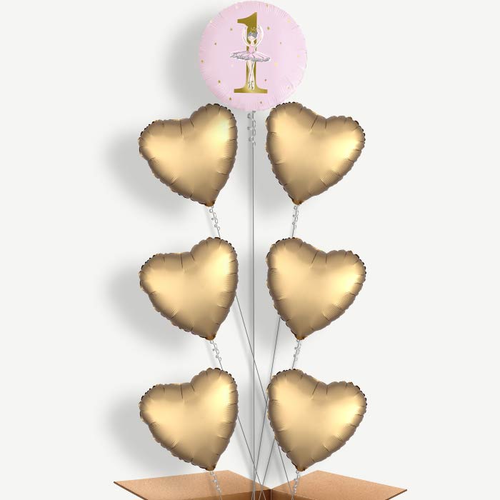 Ballerina 1st Birthday Helium Balloon Arrangement | Party Save Smile