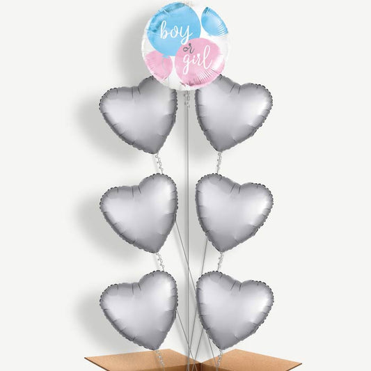 Boy or Girl Gender Reveal Helium Balloon Arrangement | Party Save Smile