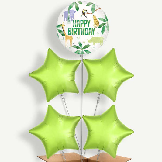 Animal Jungle Happy Birthday Helium Cluster Balloons | Party Save Smile
