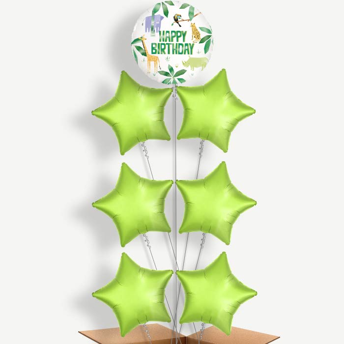 Animal Jungle Happy Birthday Helium Balloon Arrangement | Party Save Smile