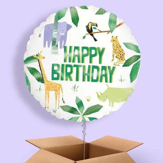 Animal Jungle Happy Birthday Balloon in a Box