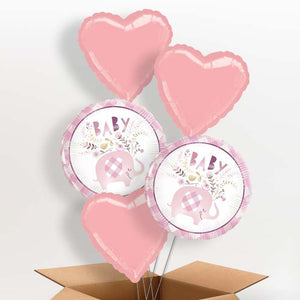 Pink Elephant Baby Shower Helium Balloons in a Box