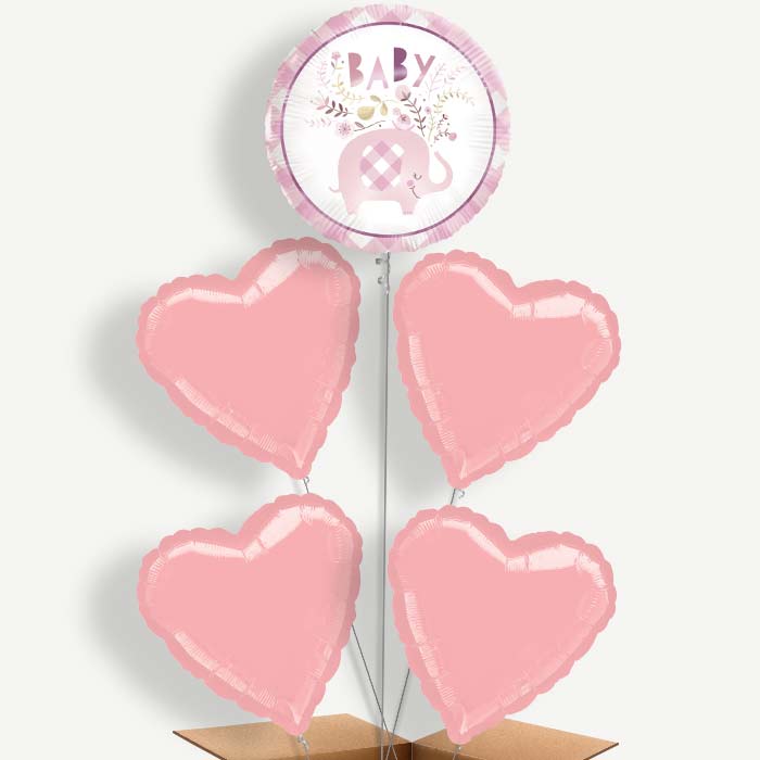 Pink Elephant Baby Shower Helium Cluster Balloons | Party Save Smile