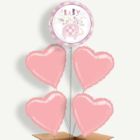 Pink Elephant Baby Shower Helium Cluster Balloons | Party Save Smile