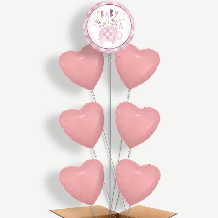 Pink Elephant Baby Shower Helium Balloon Arrangement | Party Save Smile