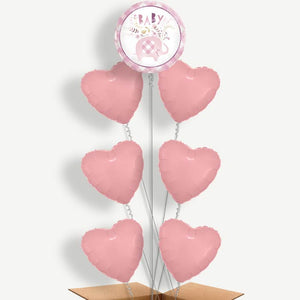 Pink Elephant Baby Shower 7 Helium Balloon Arrangement