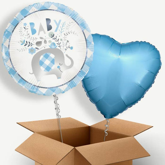Blue Elephant Baby Shower Helium Balloon Duo | Party Save Smile