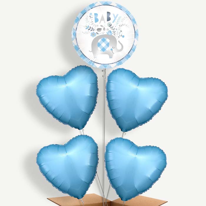 Blue Elephant Baby Shower Helium Cluster Balloons | Party Save Smile
