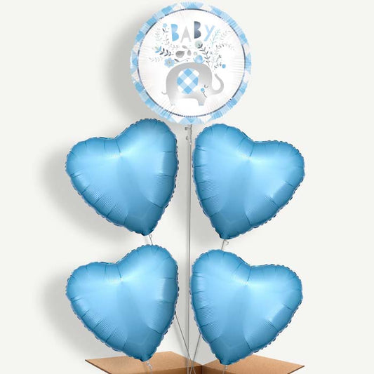 Blue Elephant Baby Shower Helium Cluster Balloons | Party Save Smile