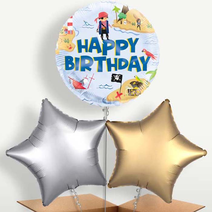Ahoy Pirate Round Bunch of Balloons inflated with Helium | Party Save Smile