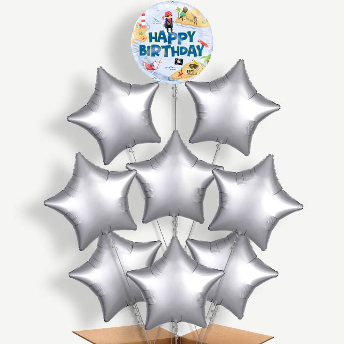 Ahoy Pirate Round Balloon Bundle Inflated with Helium | Party Save Smile