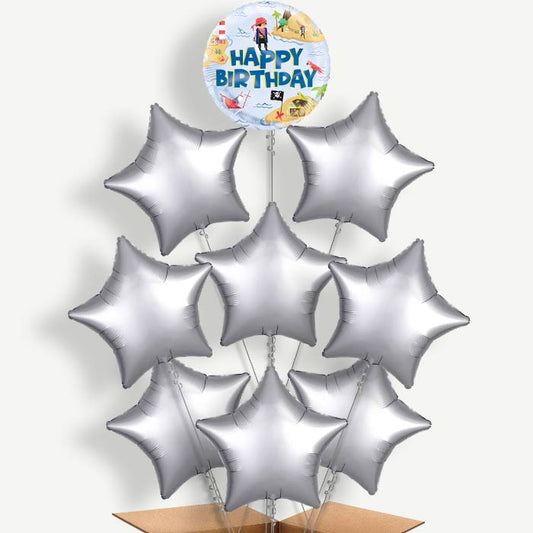 Ahoy Pirate Round Balloon Bundle Inflated with Helium | Party Save Smile