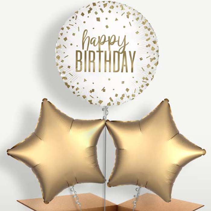 Confetti Gold Happy Birthday Bunch of Balloons | Party Save Smile