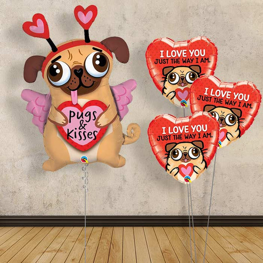 Pug Balloon Bouquet in a Box - Kisses - Themed Bouquet | Party Save Smile