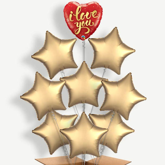 I Love You Gold Script Helium Balloon Bundle | Party Save Smile