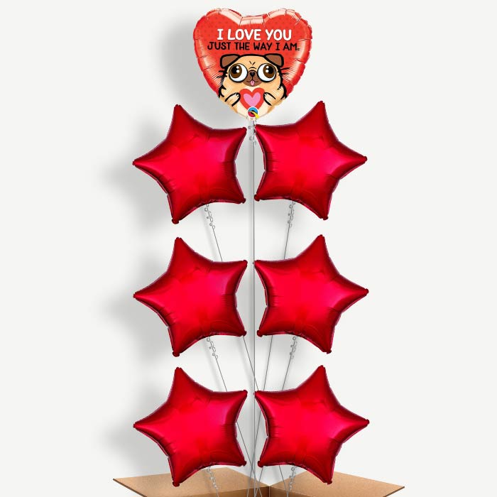 Pug Love Balloon Arrangement Inflated with Helium | Party Save Smile