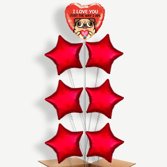 Pug Love Balloon Arrangement Inflated with Helium | Party Save Smile