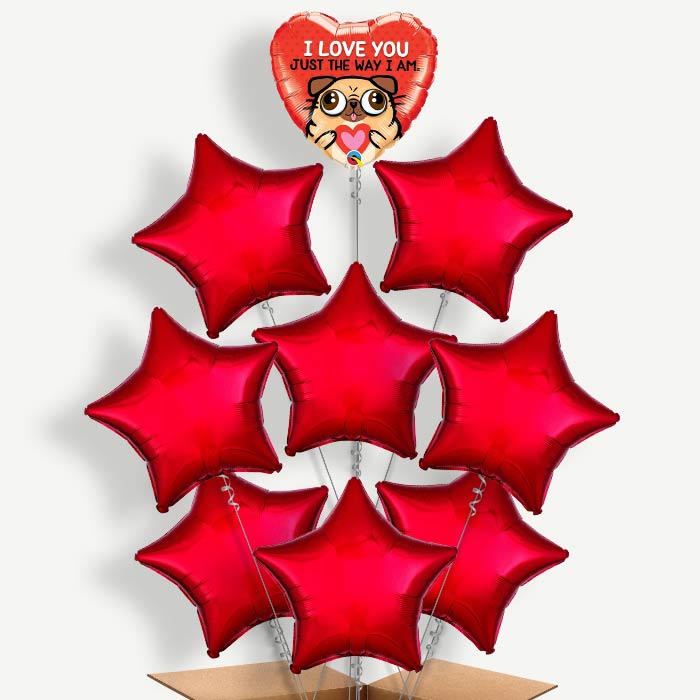 Pug Love Balloon Bundle Inflated with Helium | Party Save Smile