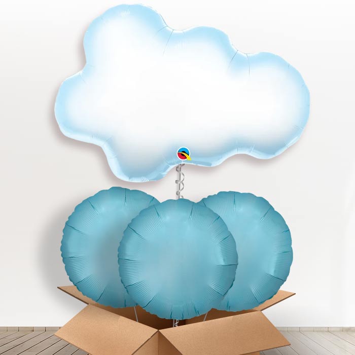 Cloud Giant Shaped Helium Balloon in a Box Gift - With 3 Plain Balloons | Party Save Smile