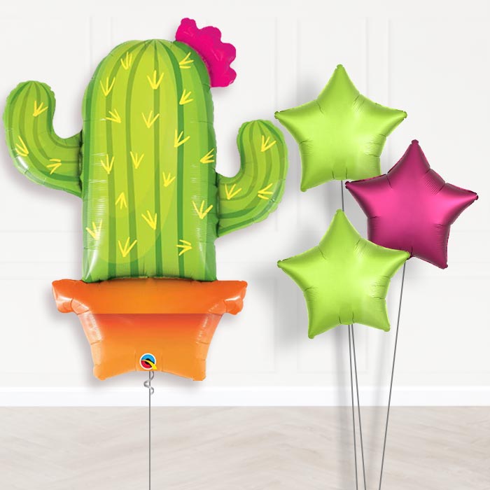 Cactus Helium Balloon Bouquet in a Box - Plain Bouquet | Party Save Smile