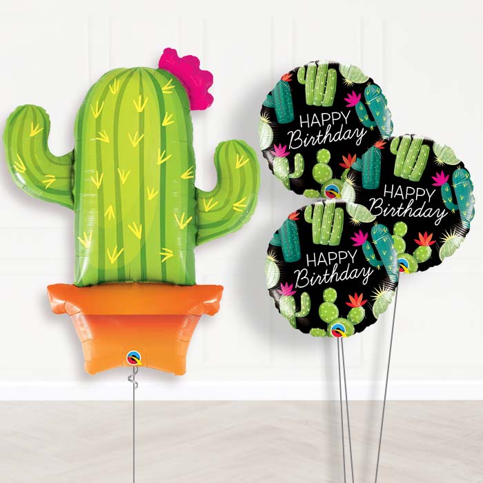 Cactus Helium Balloon Bouquet in a Box - Themed Bouquet | Party Save Smile