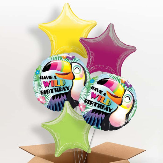 Have a Wild Birthday Toucan Helium Balloons in a Box - 5 Balloon | Party Save Smile