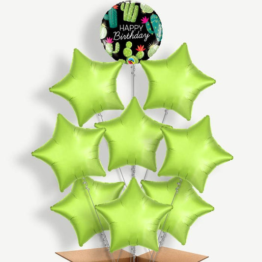 Cactus Happy Birthday (Black) Helium Balloon Bundle | Party Save Smile