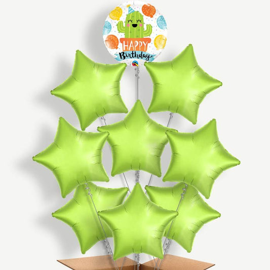Cactus Happy Birthday White Helium Balloon Bundle | Party Save Smile