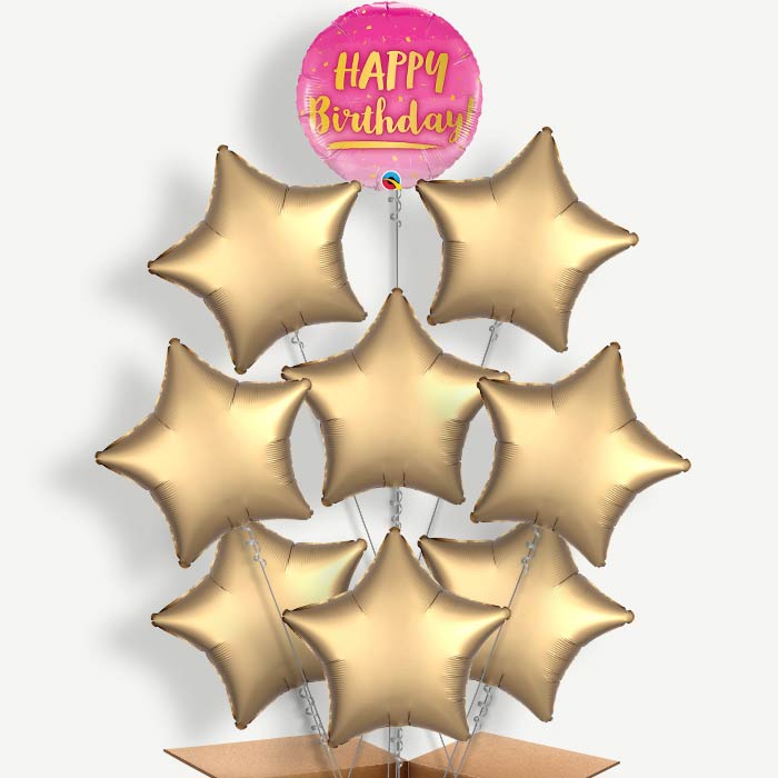 Birthday Pink & Gold Helium Balloon Bundle | Party Save Smile