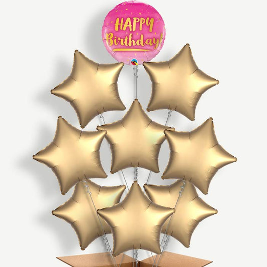 Birthday Pink & Gold Helium Balloon Bundle | Party Save Smile