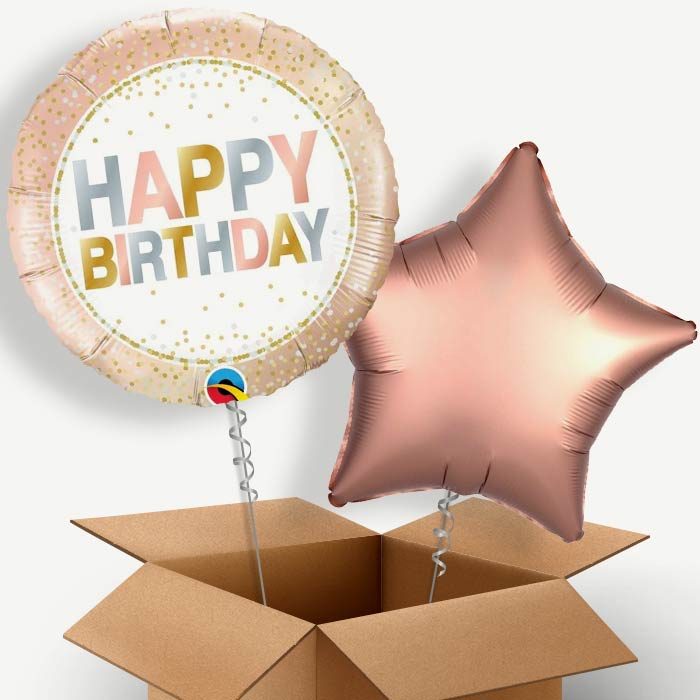 Metallic Pastel Dots Happy Birthday Helium Balloon Pair | Party Save Smile