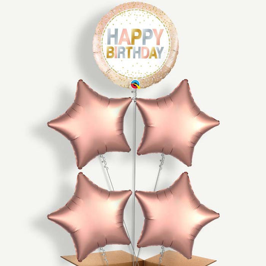 Metallic Pastel Dots Happy Birthday Helium Cluster Balloons | Party Save Smile