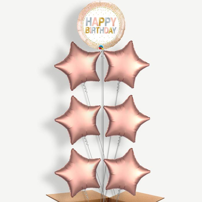 Metallic Pastel Dots Happy Birthday Balloon Arrangement | Party Save Smile