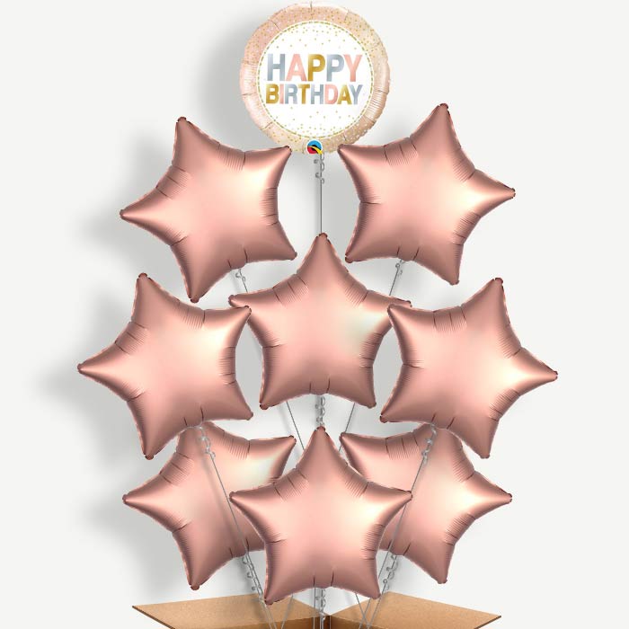 Metallic Pastel Dots Happy Birthday Helium Balloon Bundle | Party Save Smile