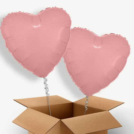 Pastel Pink Metallic Heart Helium Balloon Couple | Party Save Smile