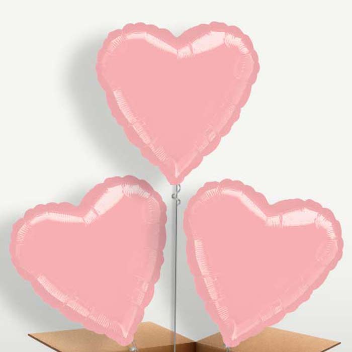 Pastel Pink Metallic Heart Balloon Bunch | Party Save Smile