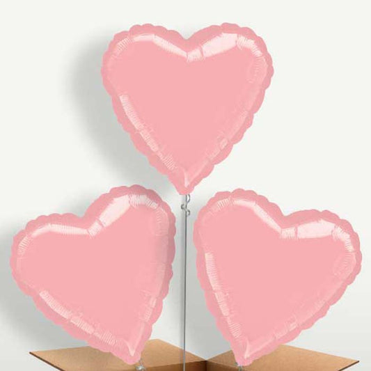 Pastel Pink Metallic Heart Balloon Bunch | Party Save Smile