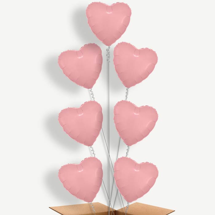 Pastel Pink Metallic Heart Helium Balloon Arrangement | Party Save Smile