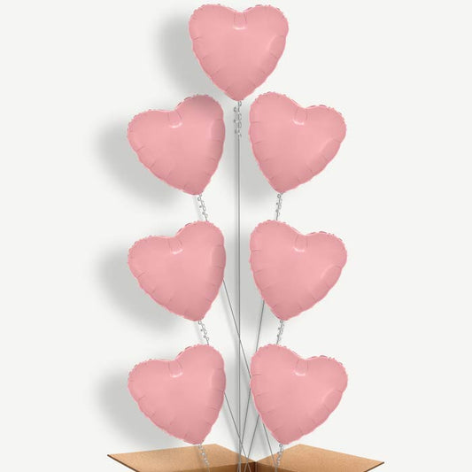 Pastel Pink Metallic Heart Helium Balloon Arrangement | Party Save Smile