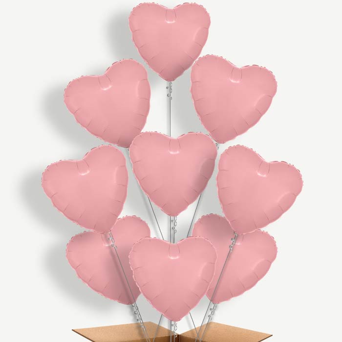 Pastel Pink Metallic Heart Helium Balloon Bundle | Party Save Smile