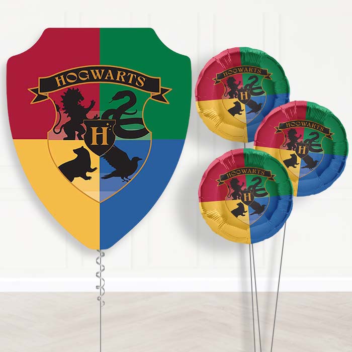 Harry Potter Crest Balloon Bouquet Delivery | Giant Balloon + 3 Themed Balloons | Party Save Smile