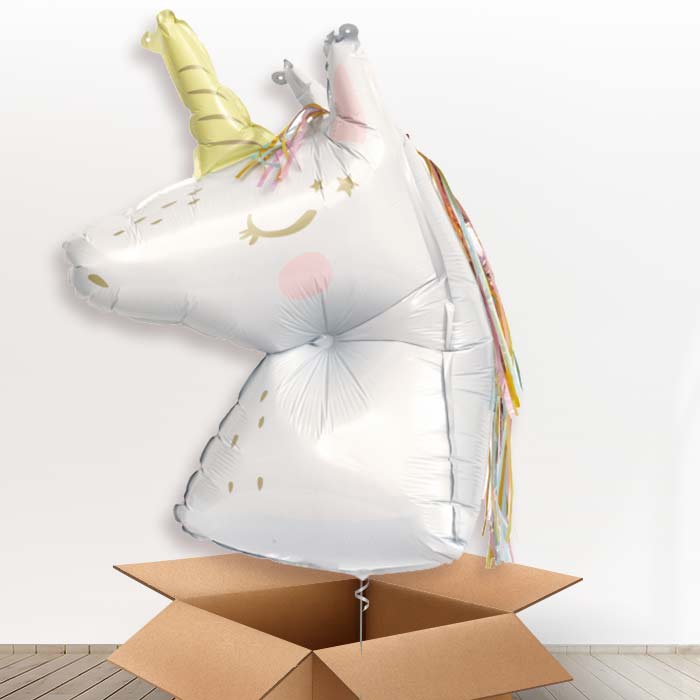 Dainty Unicorn Shaped Helium Balloon in a Box - 1 x Giant Balloon | Party Save Smile