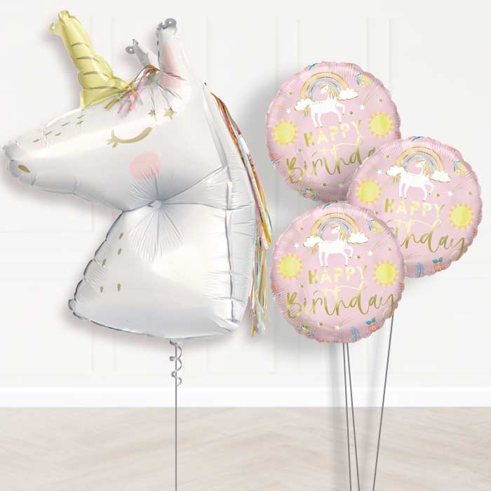 Dainty Unicorn Shaped Balloon Bouquet Delivery - 1 x Giant Balloon with Themed Bouquet | Party Save Smile