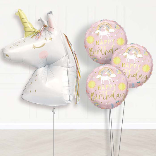 Dainty Unicorn Shaped Balloon Bouquet Delivery - 1 x Giant Balloon with Themed Bouquet | Party Save Smile