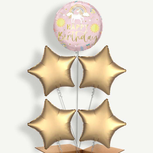 Dainty Unicorn Happy Birthday Helium Cluster Balloons | Party Save Smile